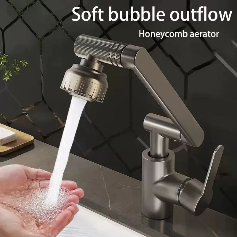 

Household kitchen sink universal adjustable faucet with adjustable water volume and hot and cold mechanical arm faucet