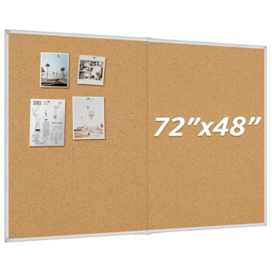 

Складные доски для объявлений 72 x 48 дюймов, большая пробковая доска для заметок с серебристой алюминиевой рамой 6 x 4 фута, пробковые доски для стен, доска для крепления заметок