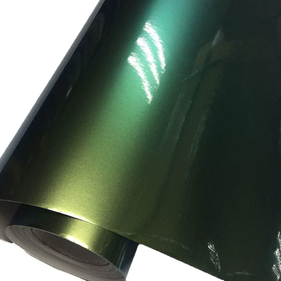 Sparkle Glossy Metallic Pearl Chameleon Green to gold Color-Shift Vinyl Wrap Film Roll Self Adhesive Car Decal Sticker Wrapping
