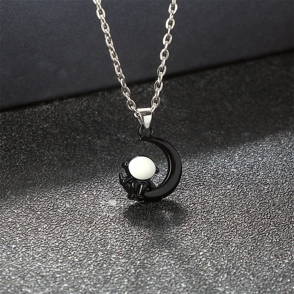 Cute Astronaut Sit on Moon Pendant Necklaces Explore The Universe Alloy Chain with Lobster Clasp Fashion Jewelry Gifts for Women