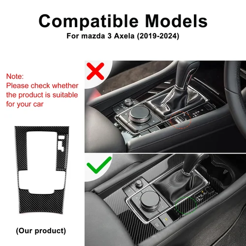 Imagen 2 del producto Pegatina para panel de cambio de marchas manual y automático de fibra de carbono suave para Mazda 3 BP 2019, 2020, 2021, 2022, 2023, 2024 y 2025, Mazda3 Axela