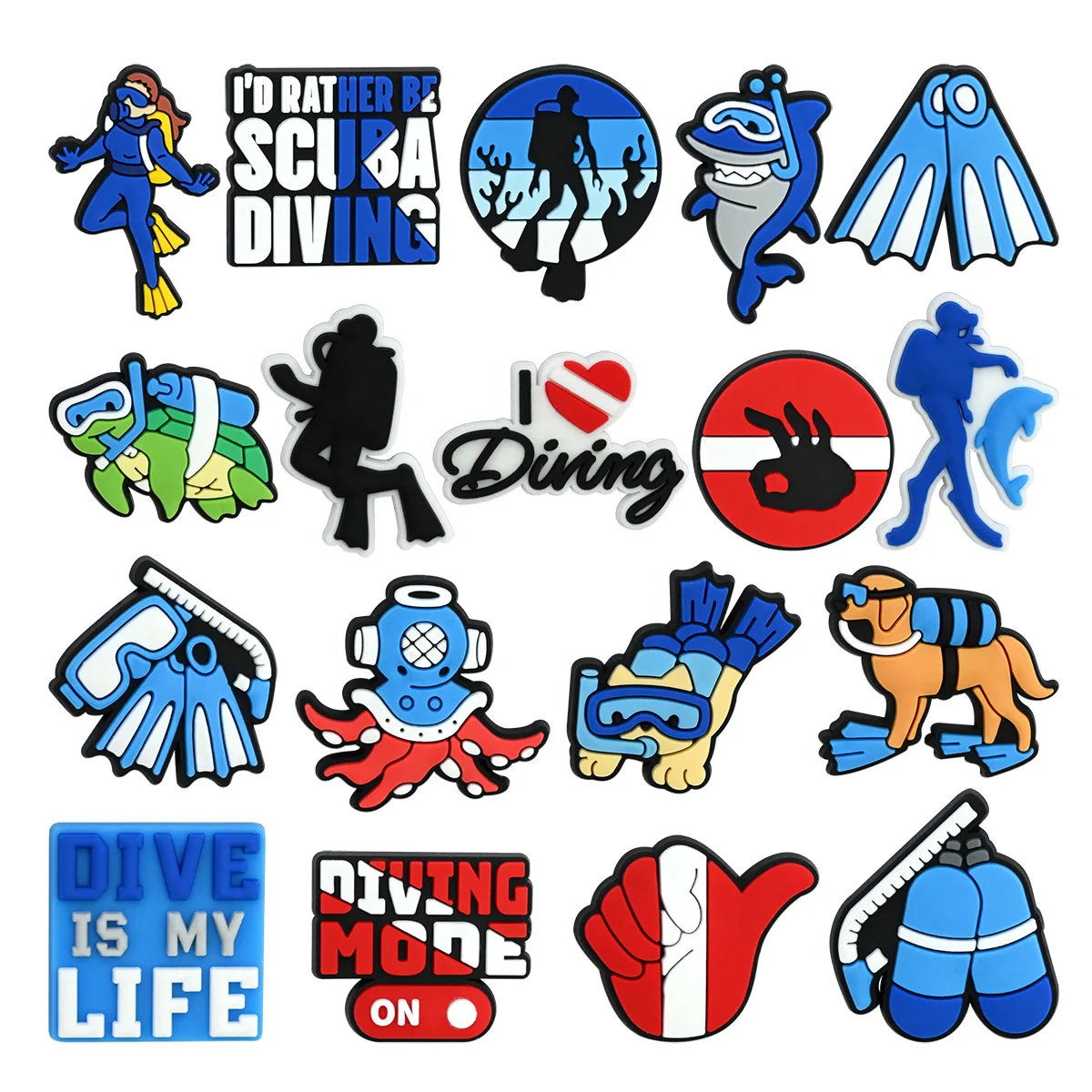 New Cool Scuba Diving PVC Shoe Charms Easy Install Trendy DIY Footwear Decor Removable Ornaments For Clogs Hot Ocean Lover Gift