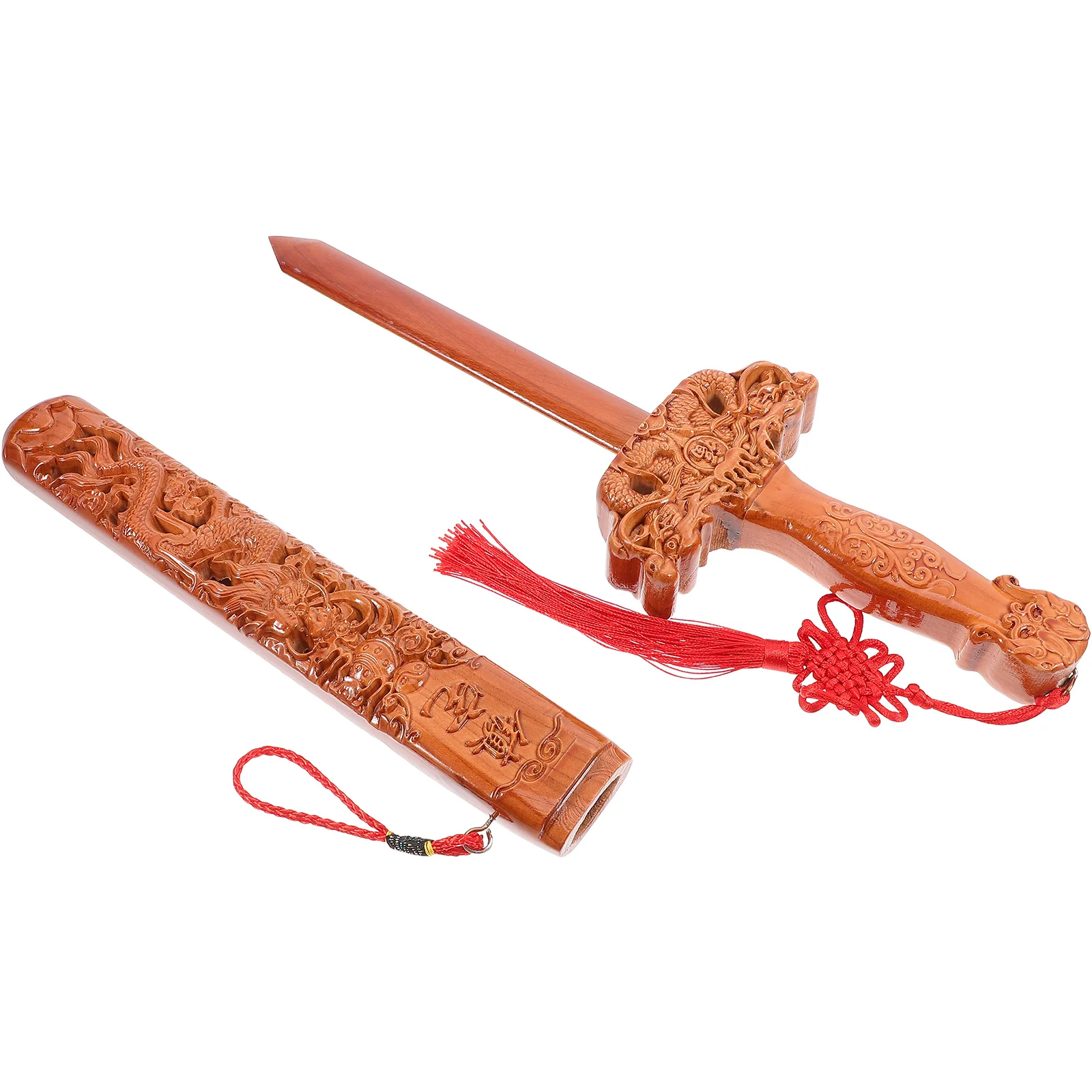 

Wooden Sword Decor Chinese Style Engraved Craft Home Wall Pendant For Evil Spirits Exorcism Luck Attracting Feng Shui