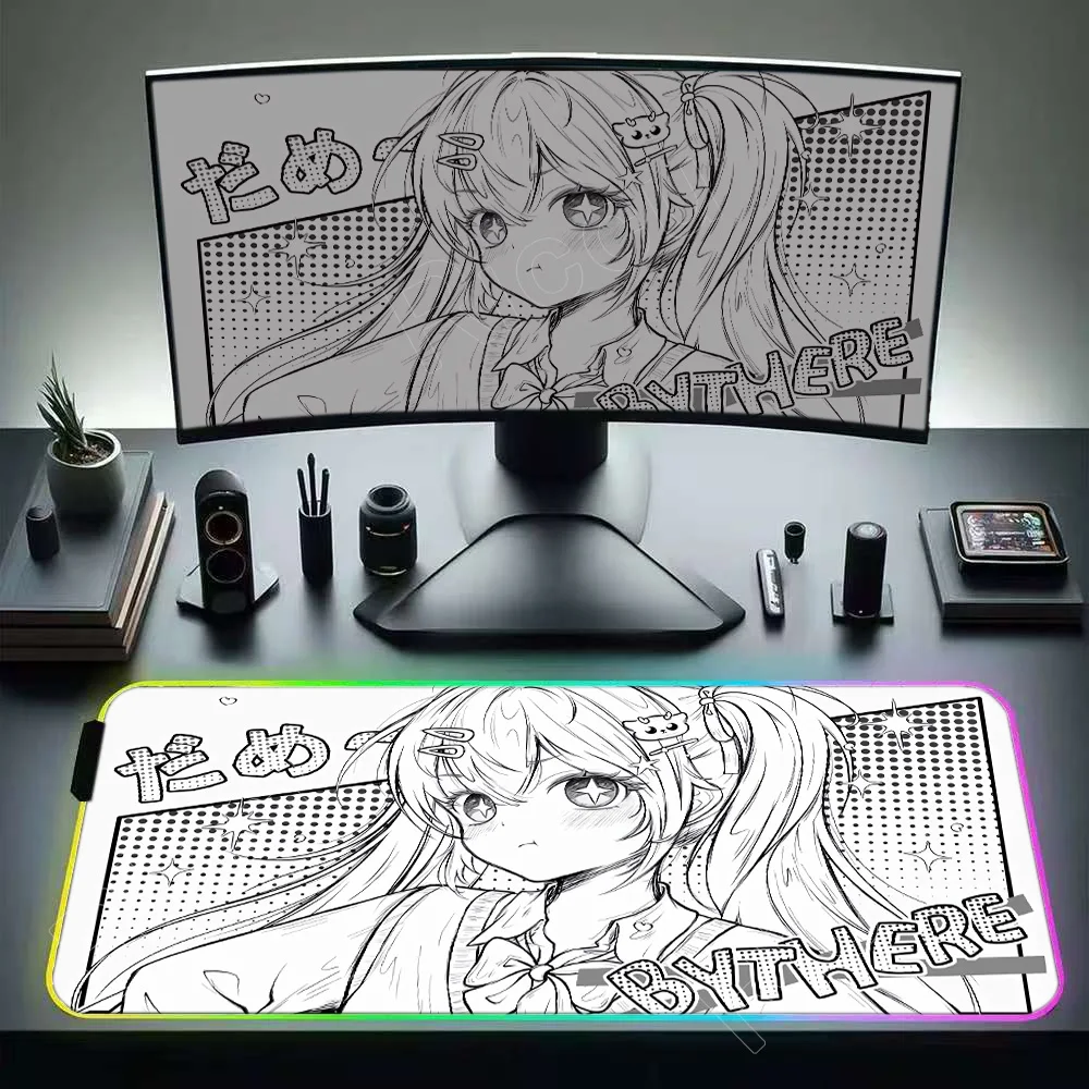 

RGB HD Print Anime Girl Cute Mouse Pad XXL Laptop Gaming Cabinet Keyboard Rug Computer Kawaii Desk Mat Non-slip Large Mousepad