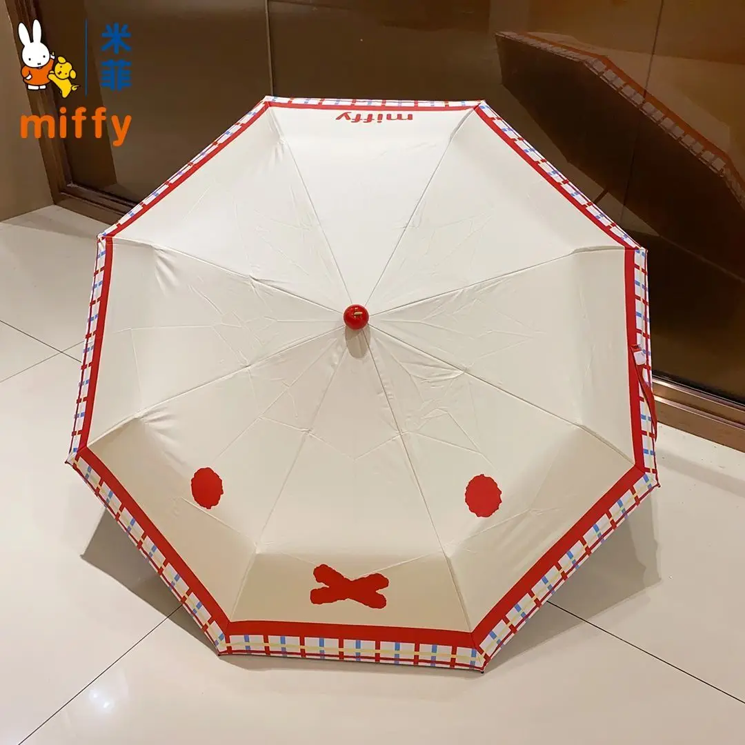 Miffy Kawaii Sun Umbrella Sunny or Rainy Dual Use Vinyl Sun Protection Cartoon  Fold Portable Sunshade Student Daily Necessities view 4