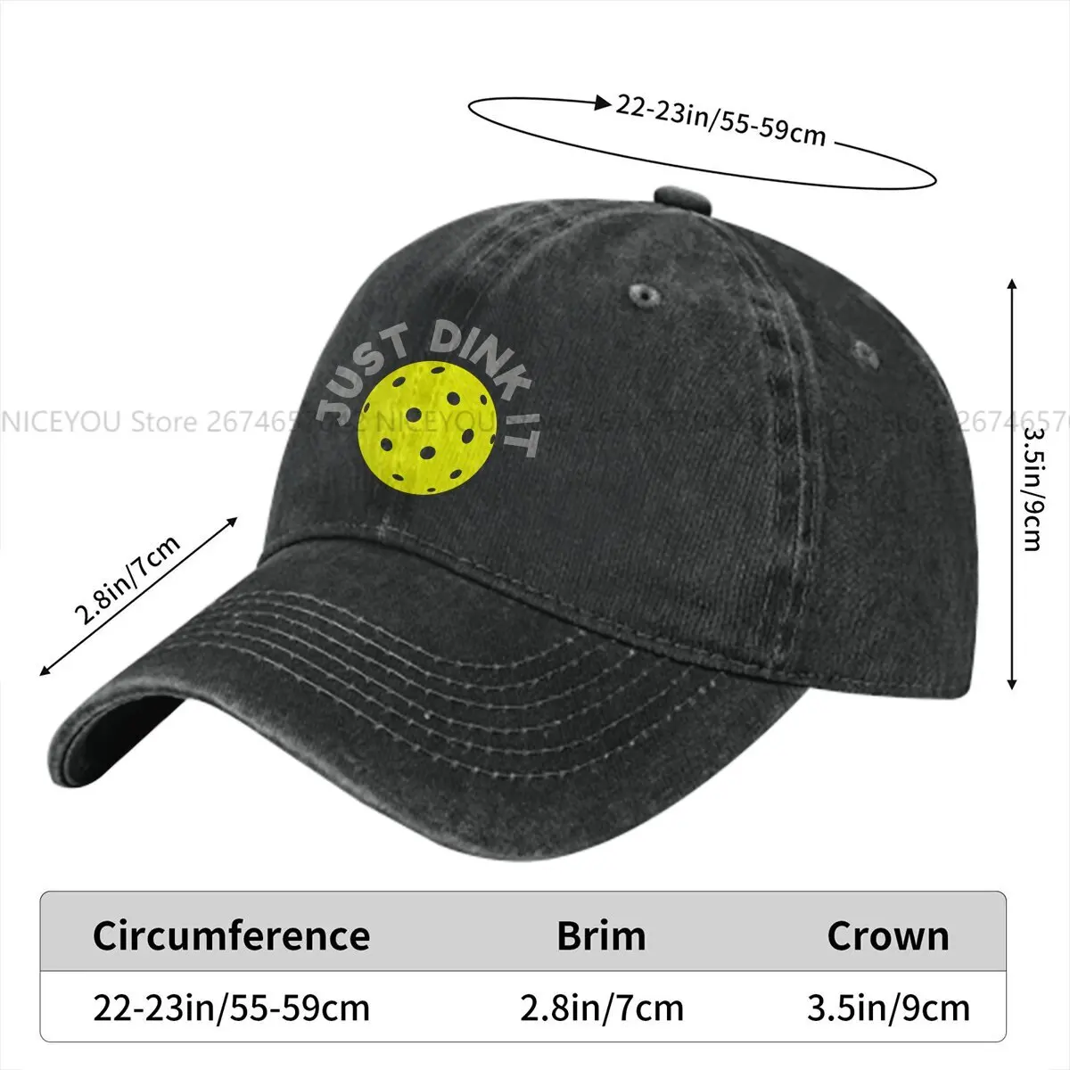 Washed Men's Baseball Cap Just Dink It Trucker Snapback Caps Dad Hat Pickleball Sports Golf Hats