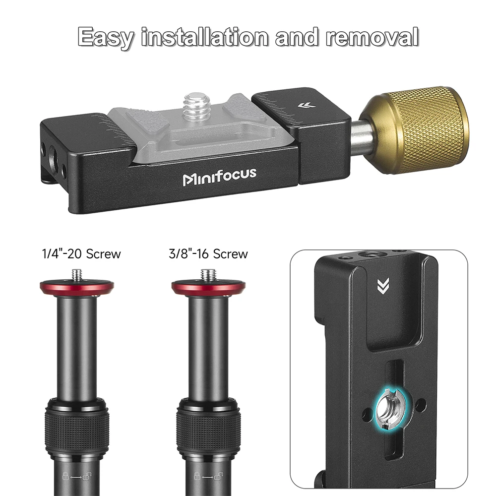 Universal Aluminum Arca Swiss Clamp with Cold Shoe Mount Adapter 1/4\