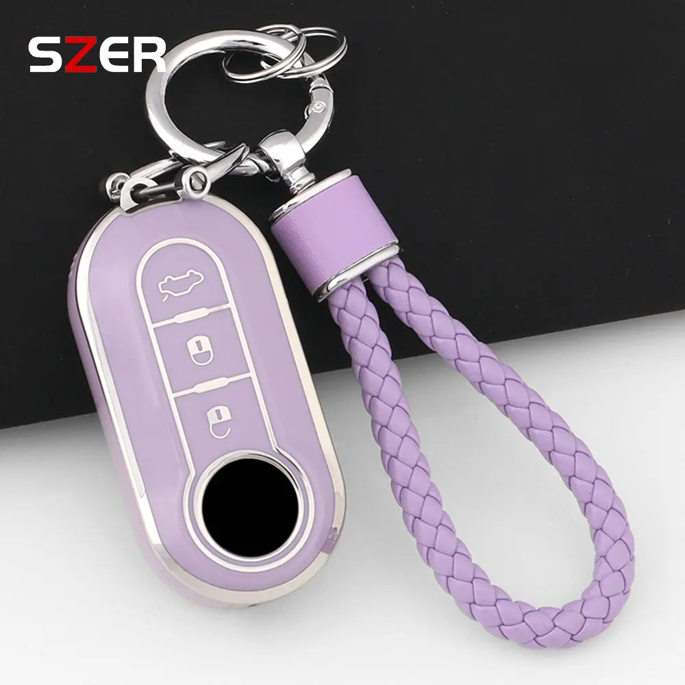 TPU Car Key Cover Case Fob For Fiat 500 Panda Punto Bravo Doblo Peugeot Boxer Citroen Relay Fiat Ducato Lancia Musa Keychain