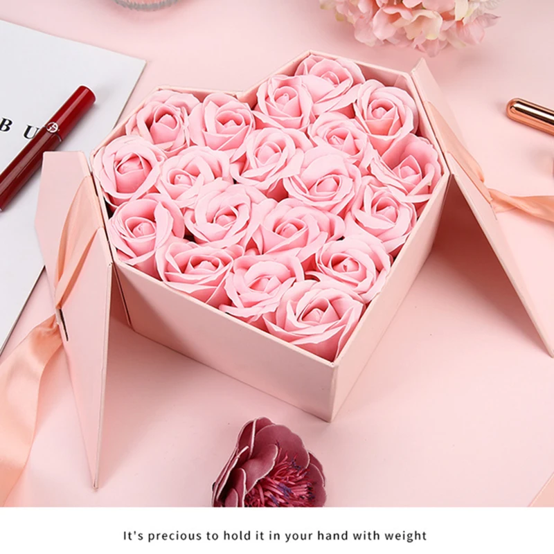 Creative Ins Wind Bow Packaging Box Kawaii Heart-shaped Gift Box Ribbon Gift Double Door Red Love Gift Box Gift Box For Guests