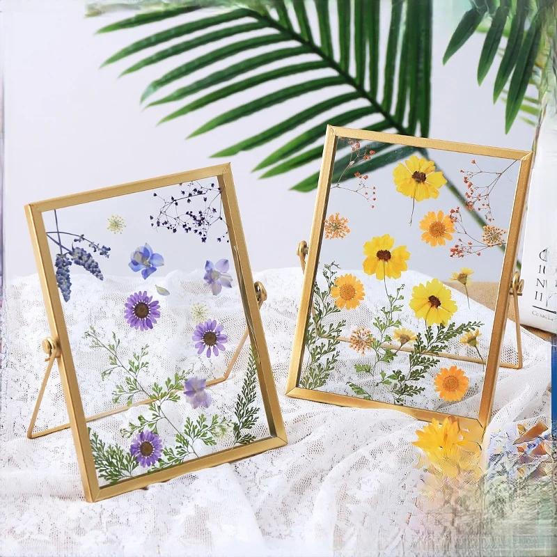 150x210mm Metal Family Photo Picture Sign Holder Frame Wedding Gift Tabletop Clear Floating Pressed Flowers Glass Frame