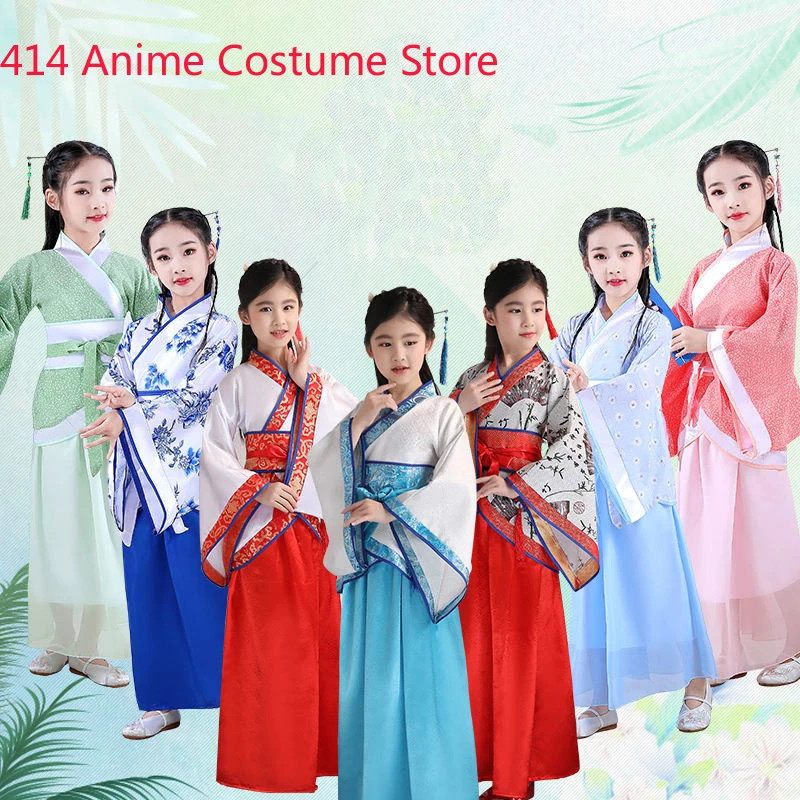 Kids Girls Ancient Chinese Hanfu Cosplay Costume Autumn Long Sleeve Super Fairy Hanfu Dance Performance Children Clothes