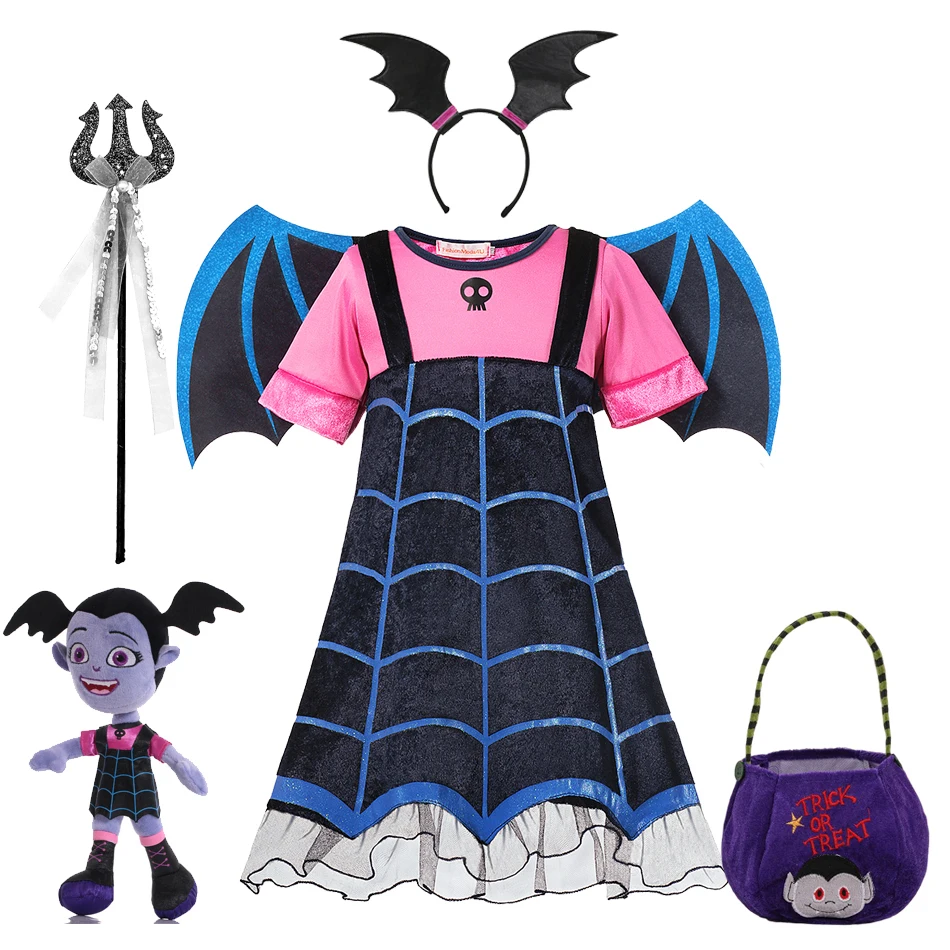 Meisjes Jurk Vampirina Fantasia Infantil Cosplay Kostuums Halloween Carnaval Feest Vermommen Vampier Kids Cothes Met Vleugel Outfits