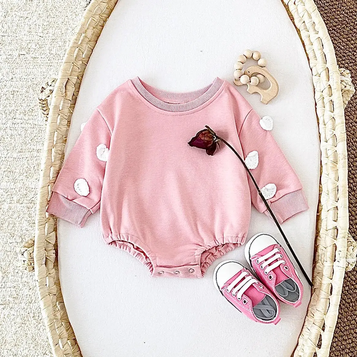 0-18M Fall Baby Clothes Newborn Baby Boy Unisex Cute Cloud Bubble Romper Infant Babies Clothes Long Sleeve Flower Bodysuits