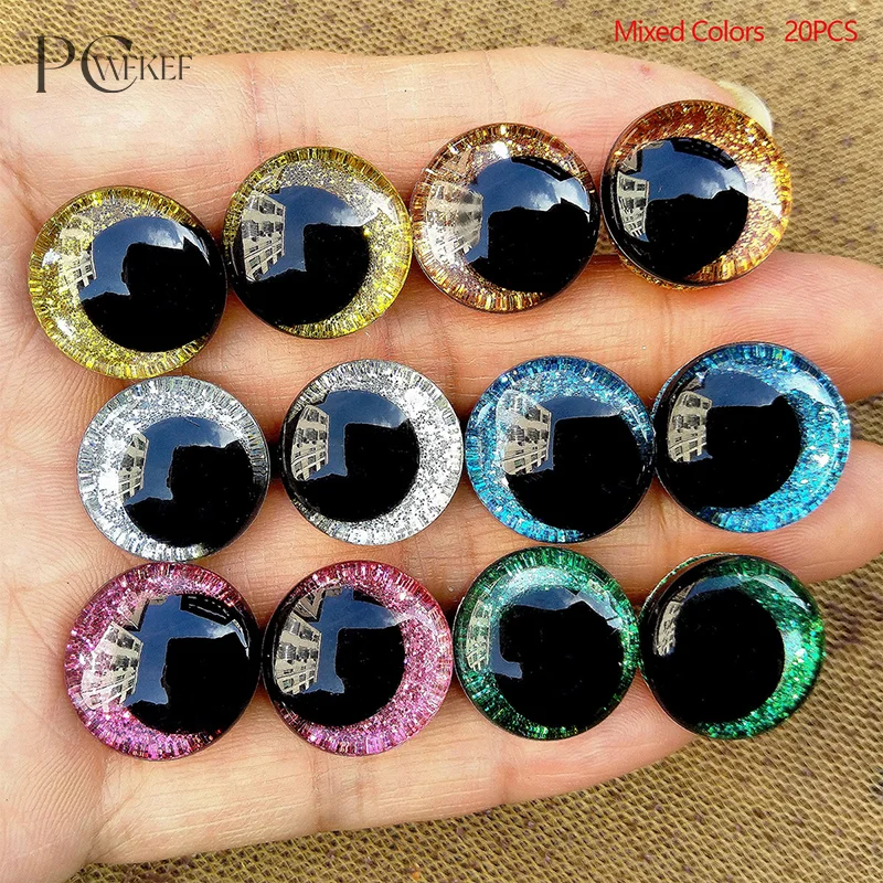 10pairs NEW DESIGN 16 25mm New Cartoon 3D Glitter Toy Safety Eyes Doll Pupil Eyes With Hard Washer