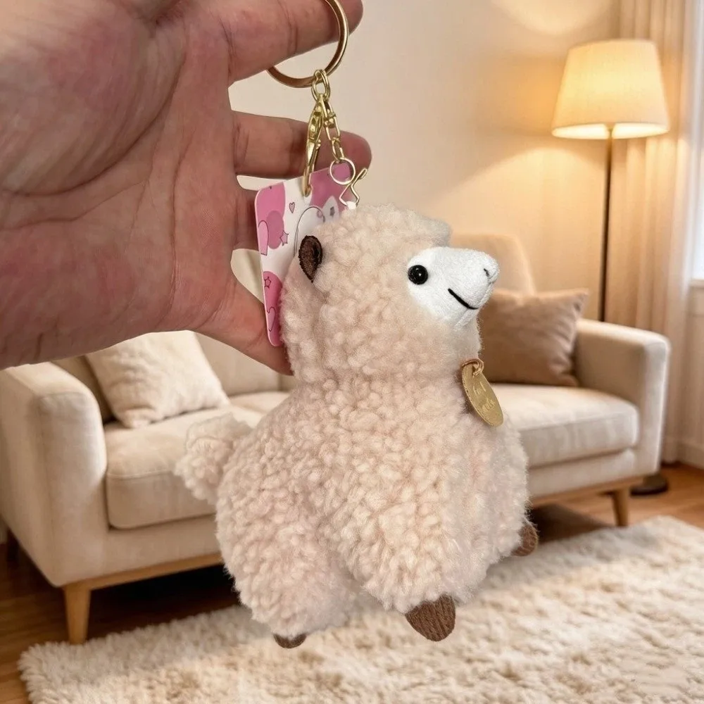 Curly Lovely Plush Cartoon Animals Little Alpaca Plush Grabbing Doll Plush Keychain Wedding Party