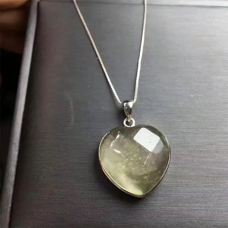 

S925 Natural Libyan Meteorite Facet Heart Carving Figurine Healing Quartz Reiki Lucky Cute Festival Gift