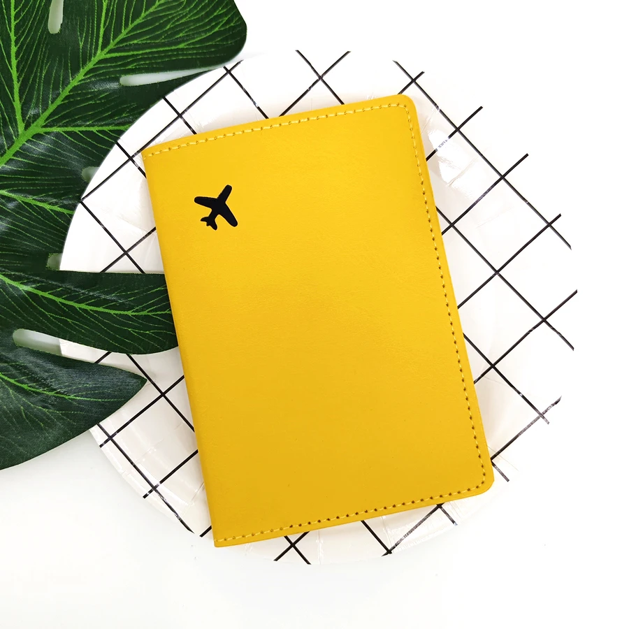 1PCS Black Small Aircraft PU Leather Passport Case/Cover/Holder Travel Accessories Fashion Wallet for Women or Men