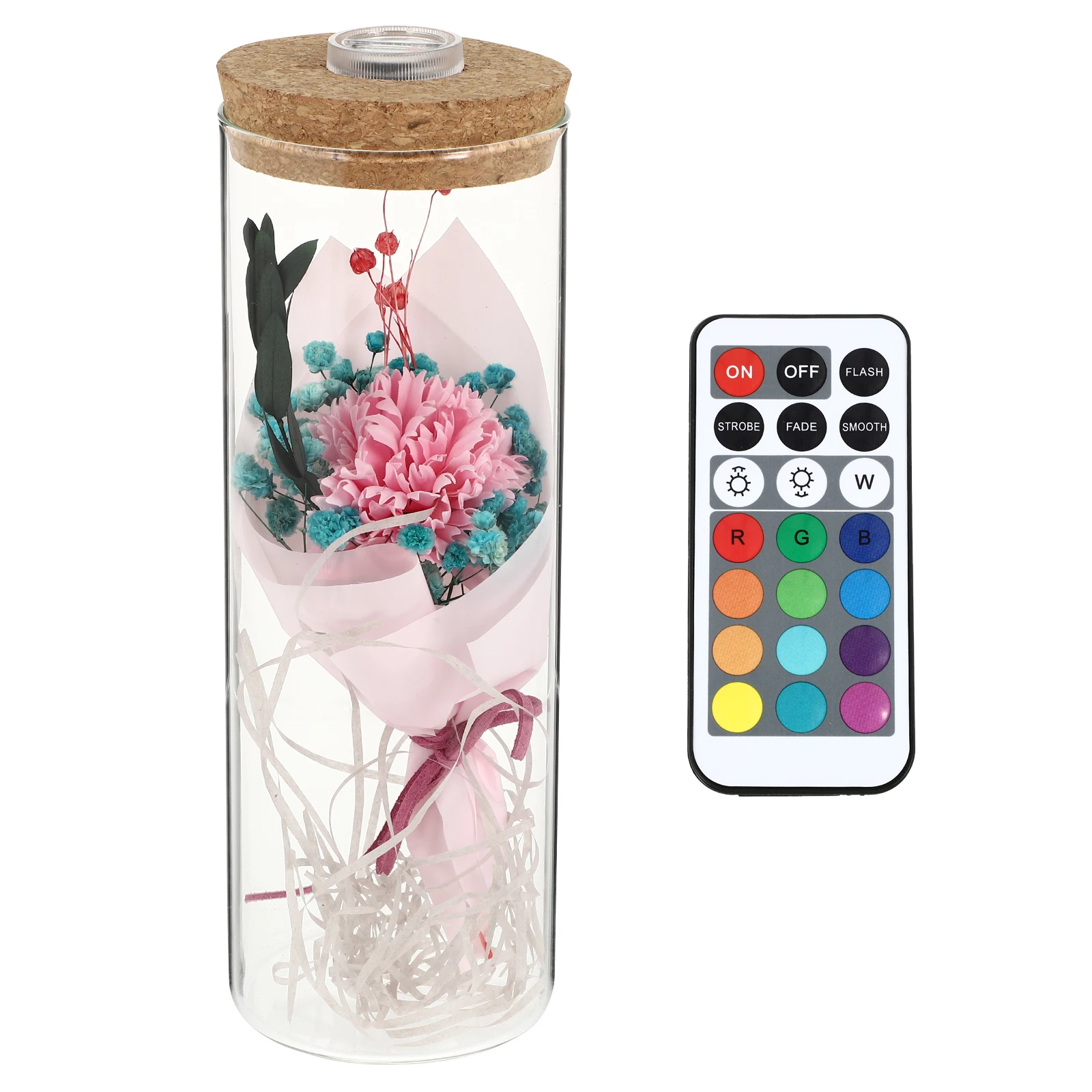 

Preserved Flower Bottle Decor Romantic Glass Dome Wishing Bottle Christmas Rose Carnation Artificial Flower Home Wedding Party