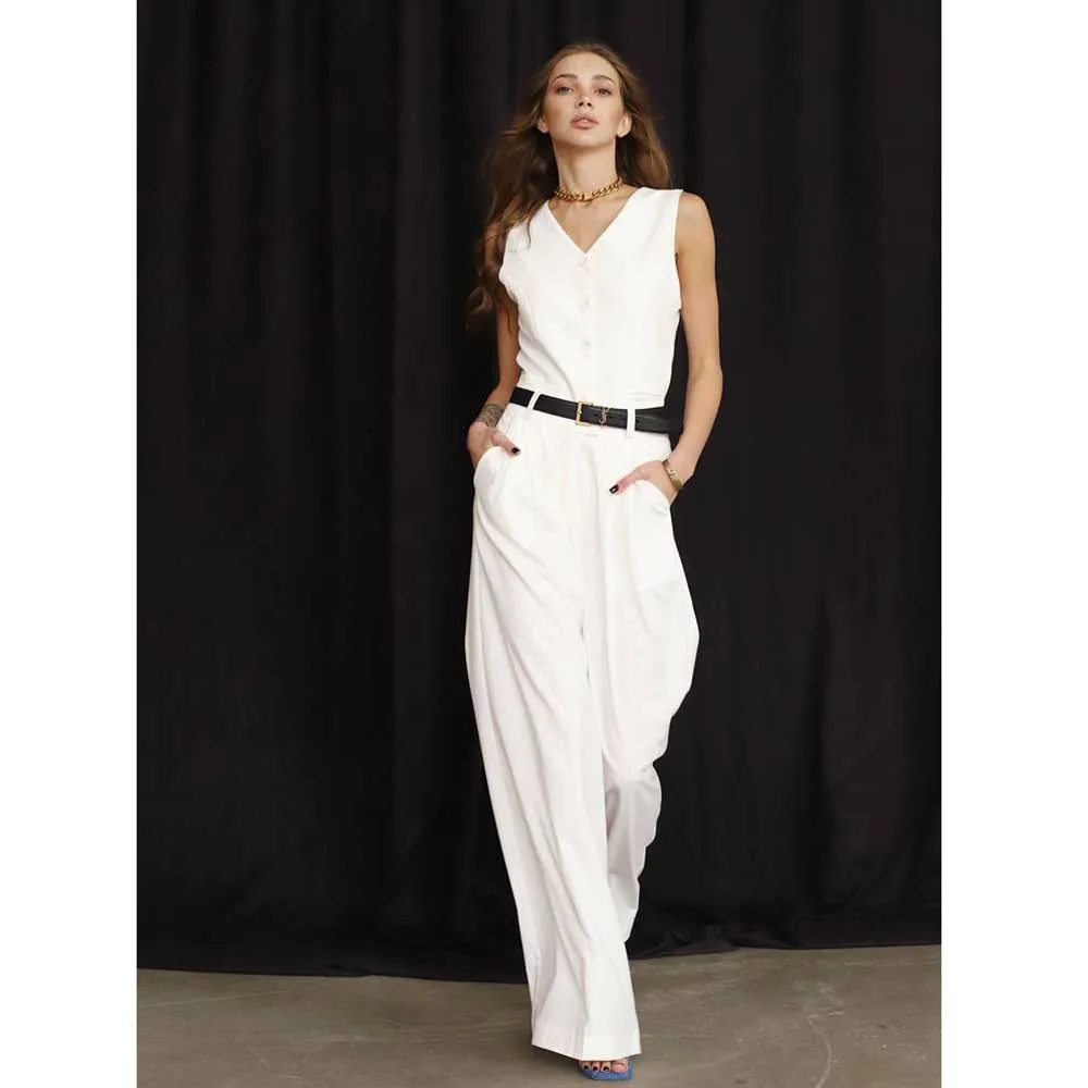 Fashion Chic Women's White Suits Single Breasted 3 Piece Jacket Pants Vest Female Clothing Slim Fit Office Lady Blazers Sets