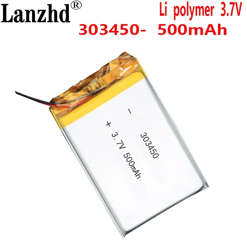 303450 3.7V 500mAh Lithium polymer Battery For Remote Control Mini Camera LED Light Bluetooth Headphone speaker Lipo Bateria