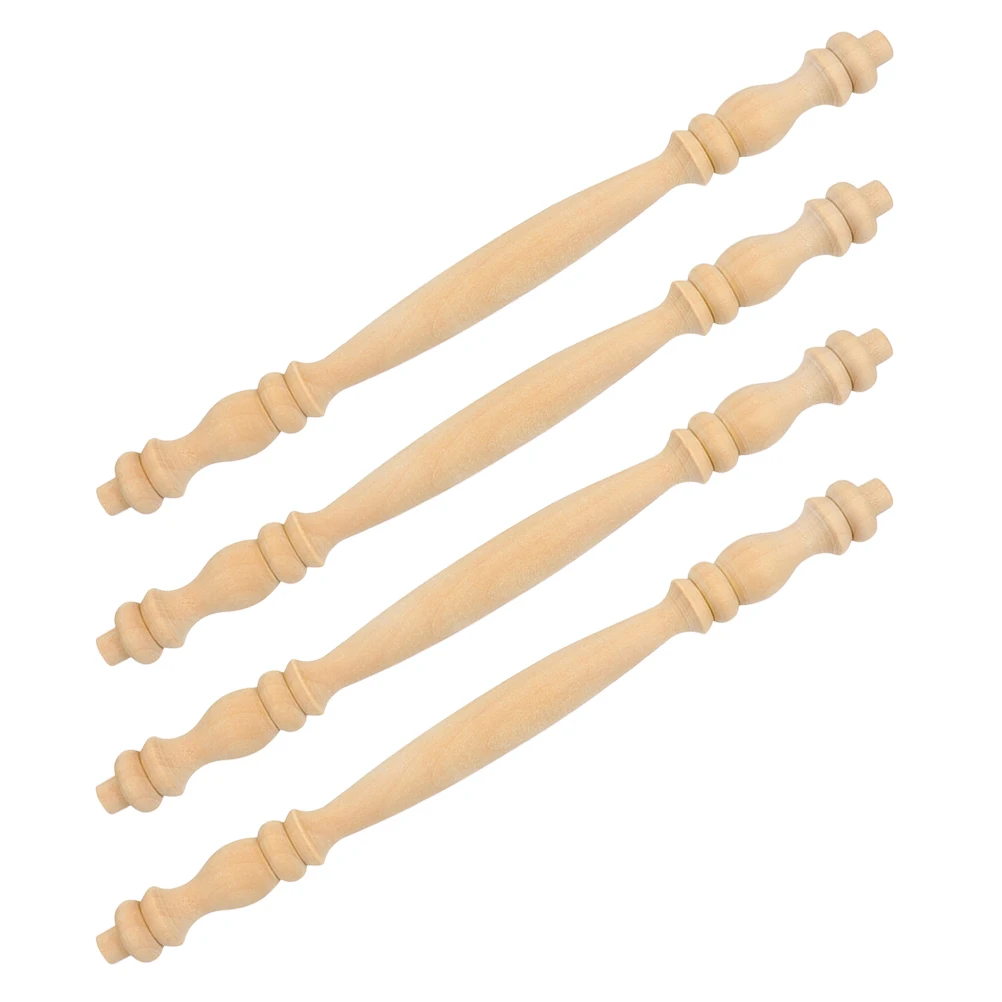 

4 pcs Solid Wood Column Cabinet Balusters for Indoor Stairs Decorative Parts Craft Spindles Khaki Color Furniture Hardware