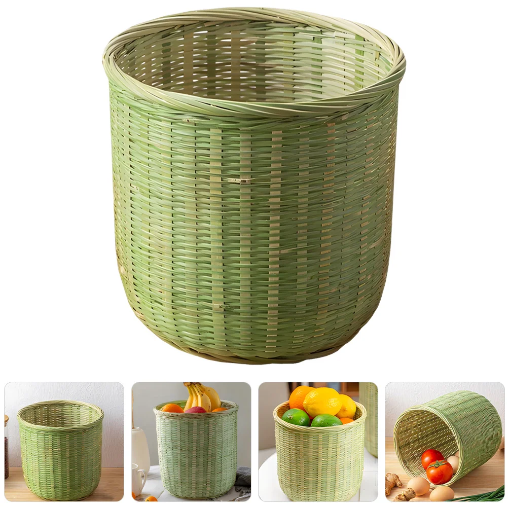 

Bamboo Storage Basket Woven Fruit Vegetable Holder Kitchen Countertop Organizer Multipurpose Bread Snack Container