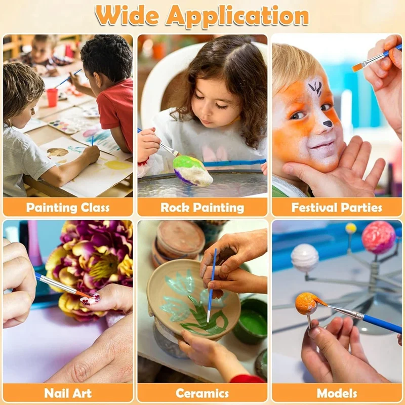 240Pcs Small Paint Brush,Flat Fine Tip Artist Paint Brushes,Craft Paint Brushes For Kids Oil Watercolor Canvas Painting