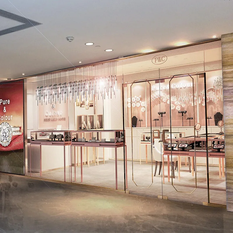 на заказ.Новый шкаф-витрина для ювелирного магазина со светодиодной подсветкой, многослойная стеклянная стойка, настраиваемый цвет и дизайн