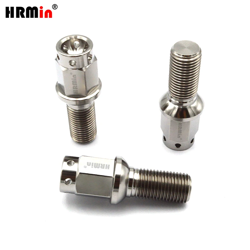 HRMin High quality M14*1.5*28-45mm Gr.5 titanium Ball seat wheel titanium bolt hub bolt 10ps /20ps For VW AUDI Racing car