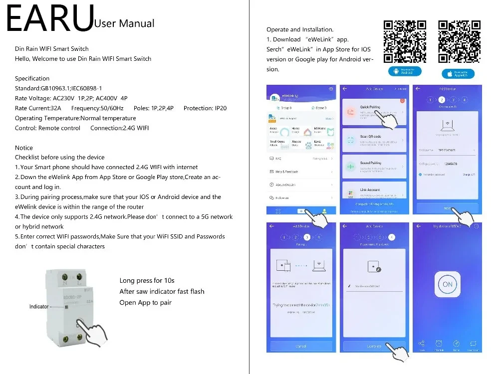 Imagem -06 - Ewelink-din Rail Wifi Disjuntor Temporizador Inteligente Interruptor de Relé Controle Remoto Casa Inteligente Compatível com Alexa Google 1p Mais n