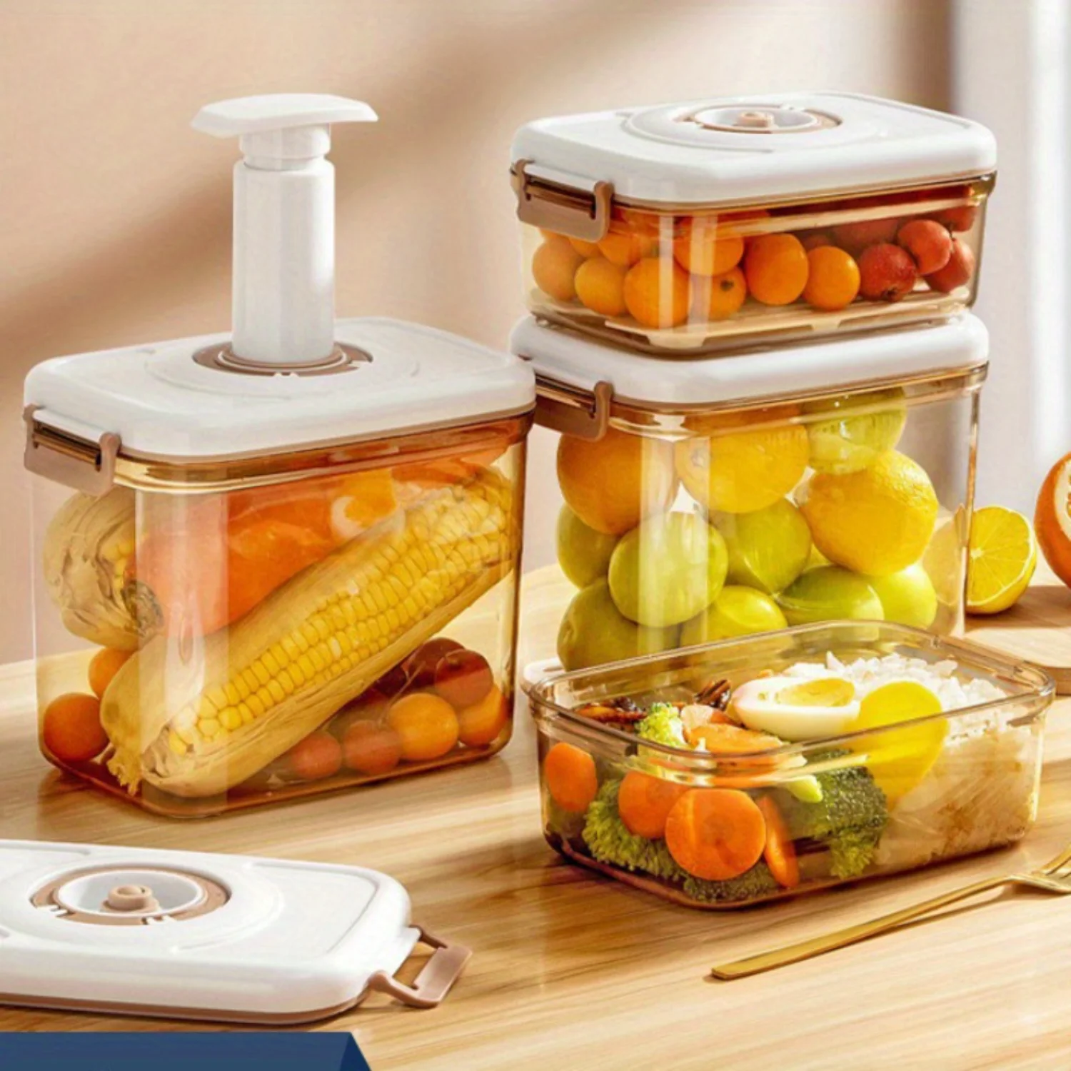 

Vacuum Crisper Food Grade Seal Box Refrigerator Jar Fruit Organizer For Cafes/ Restaurants