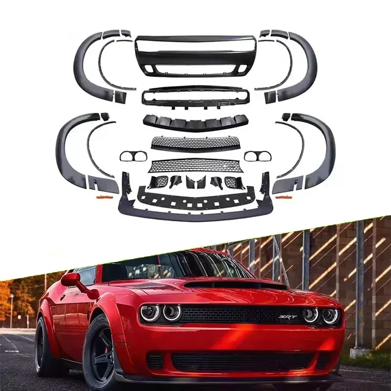 Car Body Kit Accessories Auto Front Bumper Cover With Widebody Fender Flares For Dodge Challenger 2015 to 2022 Demon Style