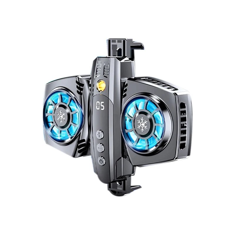 SLQZT Portable Mobile Phone Cooler Semiconductor Dual Cooling Fan Radiator Phone Holder Game Heat Sink Fun Cooler(Black)