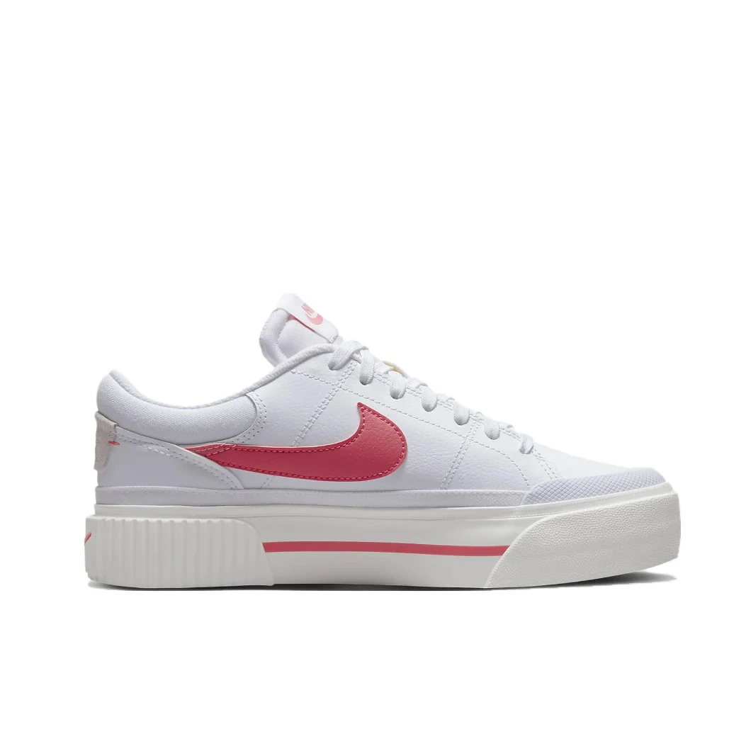 Nike Pink White Matching Color Court Legacy Women's Fashion Low Top Board Shoes Slip Resistant Wearable Casual Shoes