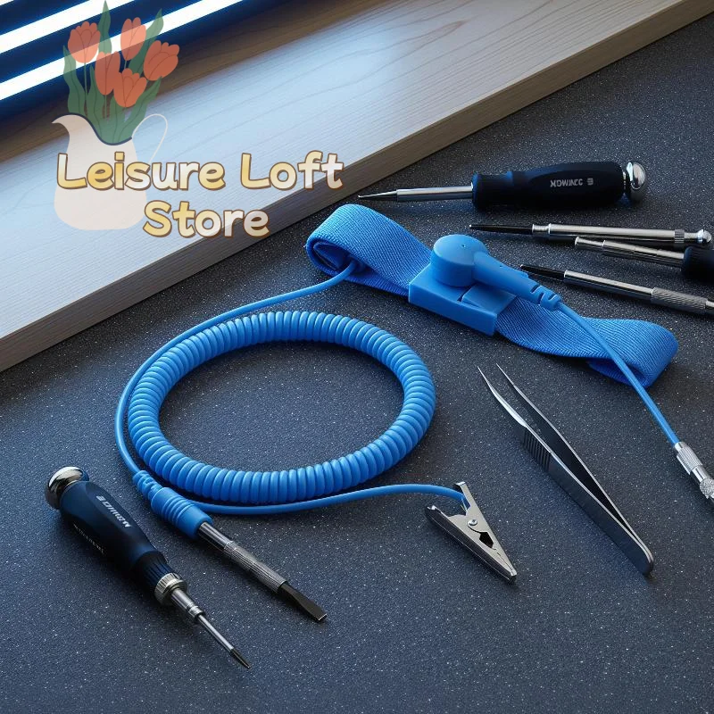 Lightweight Anti Static Wrist Bracelet Adjustable ESD Discharge Strap for Electronic Component Testing Work