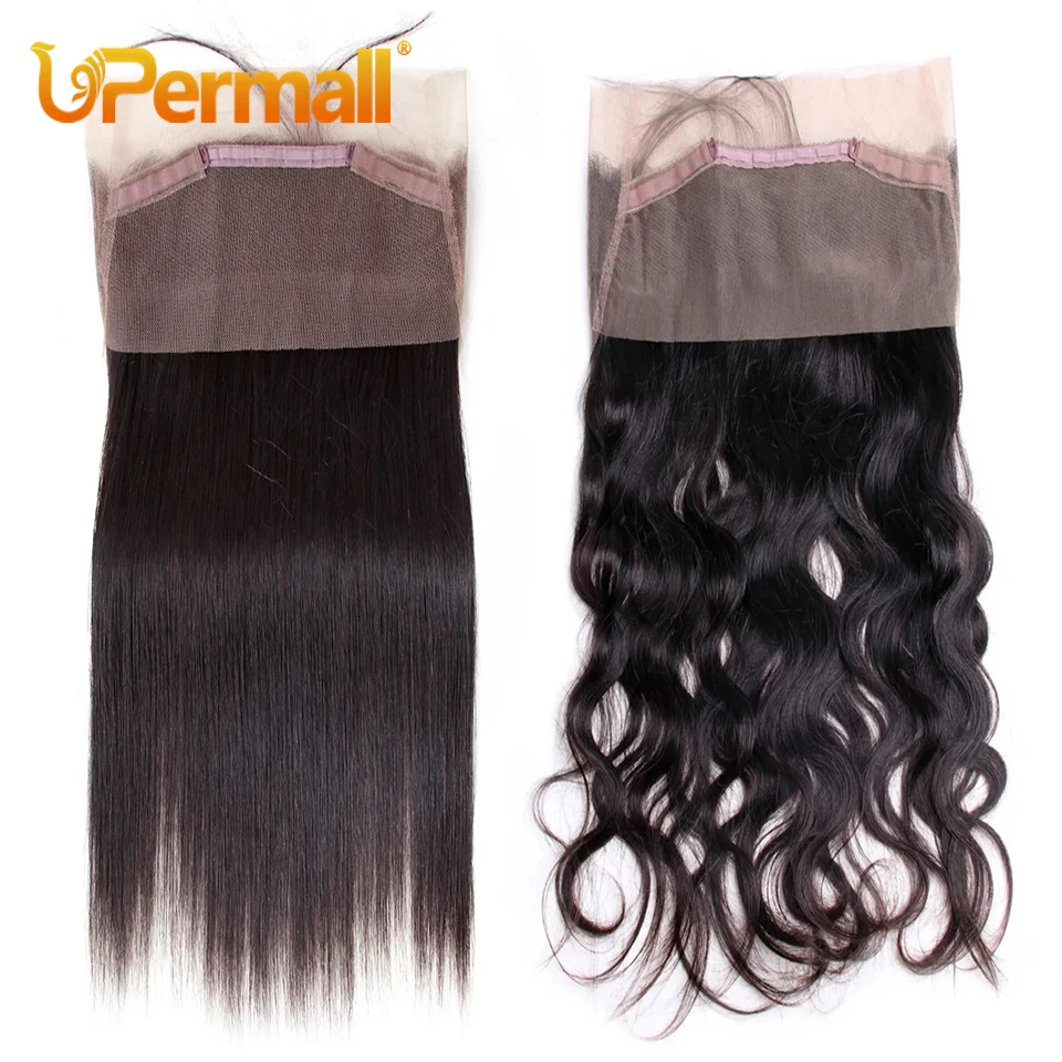 Upermall Real Hd 360 Full Lace Frontal Closure Only Straight Body Wave 613 Blonde Swiss Transparent Ponytail Front Human Hair