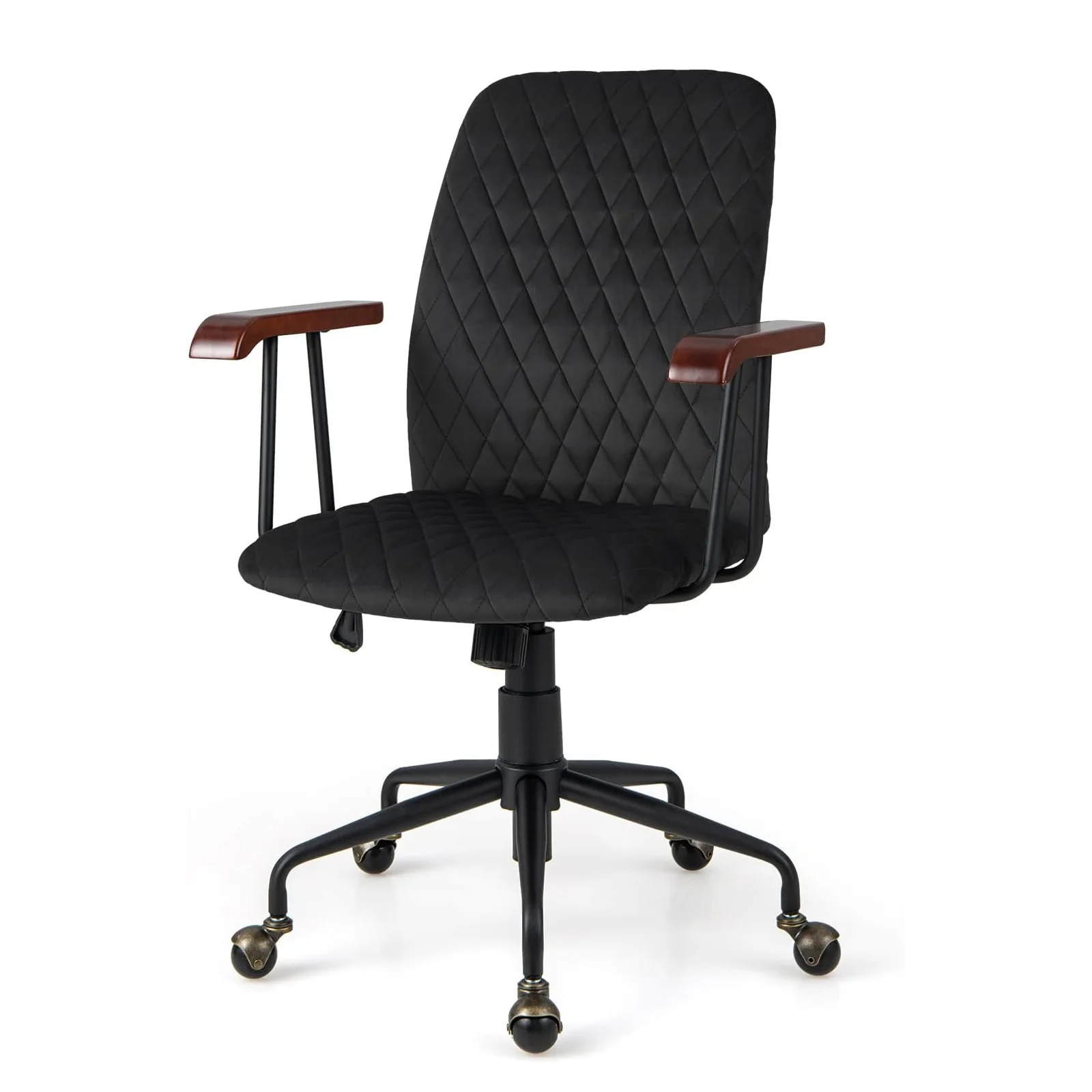Silla de oficina de terciopelo, silla giratoria de altura ajustable, silla de escritorio de hasta 150 kg, silla ergonómica de terciopelo con respaldo medio