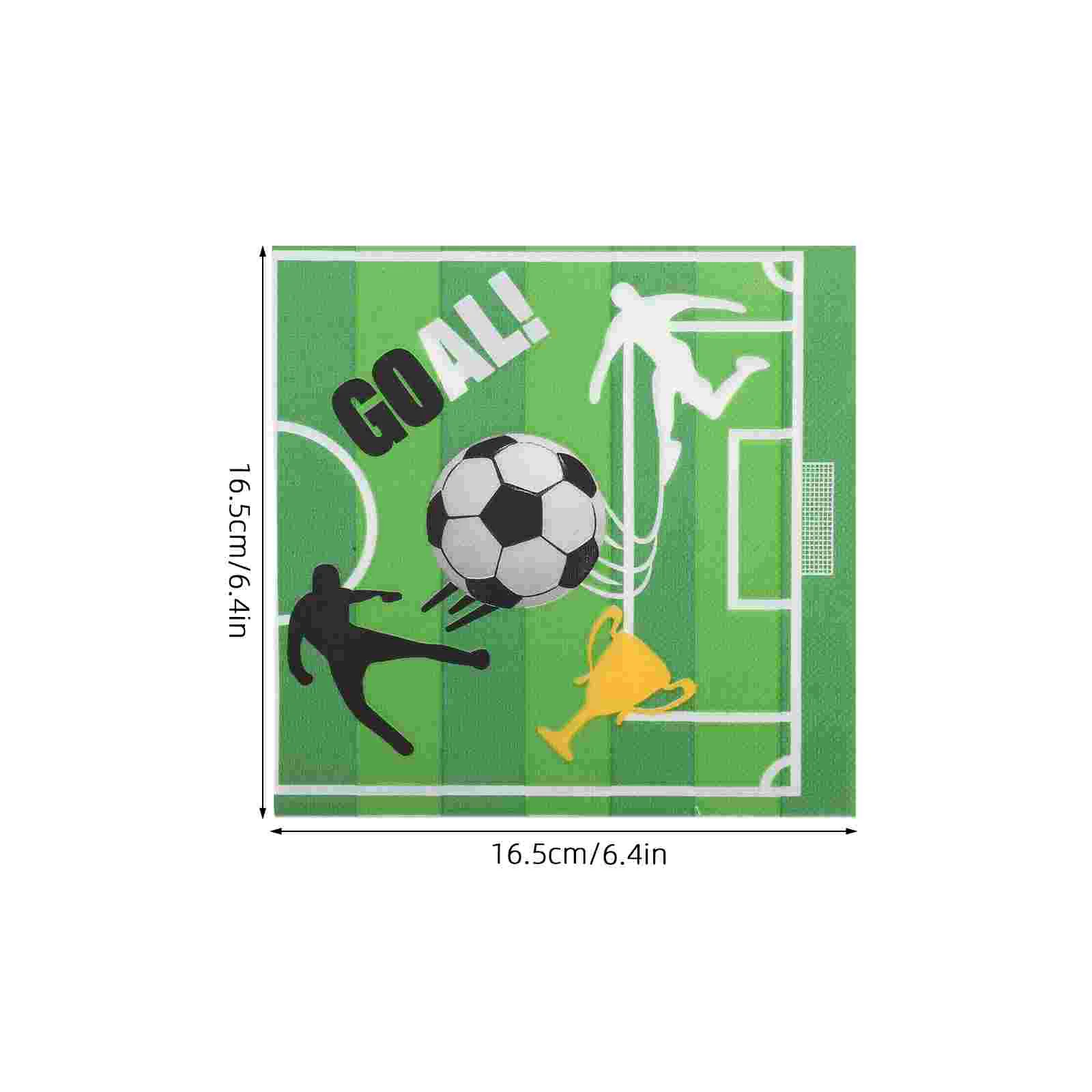 20 Pcs Football Printed Napkin Cocktail Napkins for Parties Birthday Women Disposable Foodball Paper