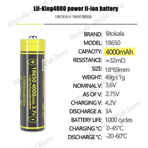 1-40pcs liitokala king4000-pcb 18650 Batterie 3,7 V 4000mAh Readagable Batterien mit Hochleistungskleidung 30A 8 Hauptverkauf Batterie 3 7 4000mah - №3