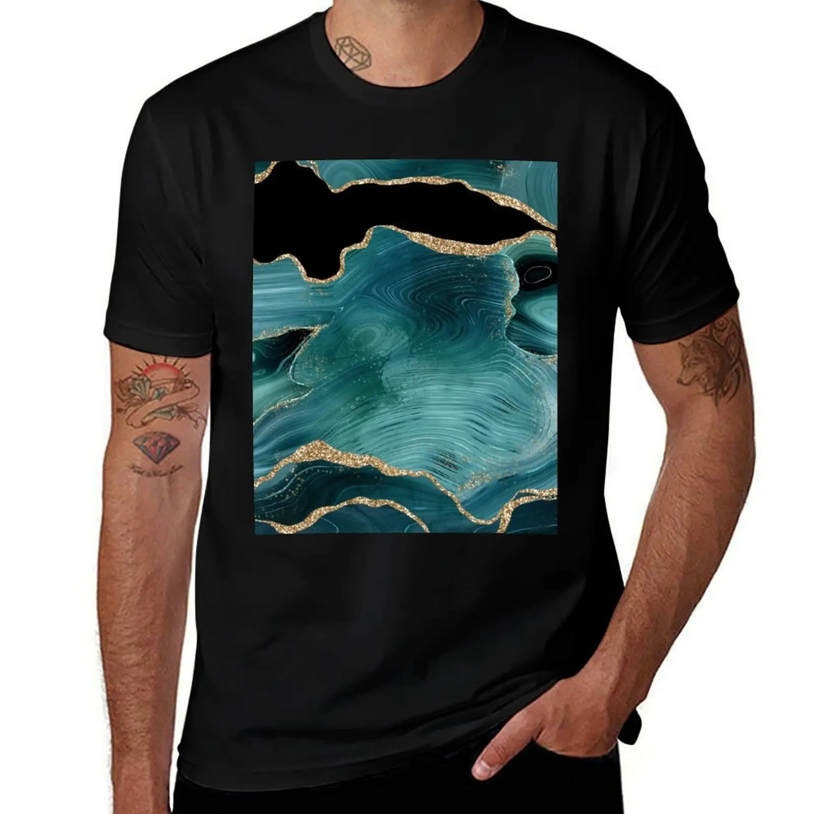 

Teal and gold glitter agate marble texture - Gorgeous and luxurious T-Shirt
