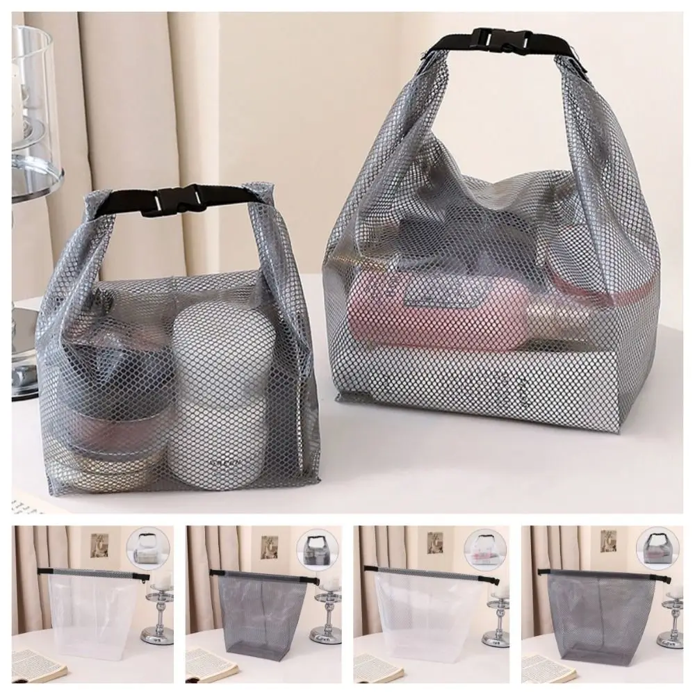 

Casual Mesh Cosmetic Container Portable Handle Travel Toiletry Bag Water-resistant Large Capacity Lipstick Makeup Organizer Bath