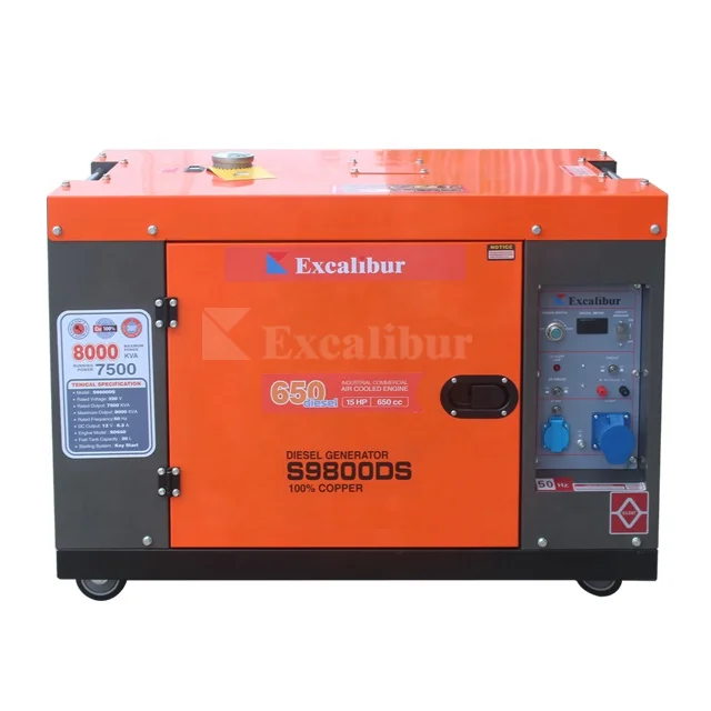 3kw 5kw 6kw 7kw 8kw 8.5kw Excalibur   Silent Generator Power 10 Kva With 16HP  Engine