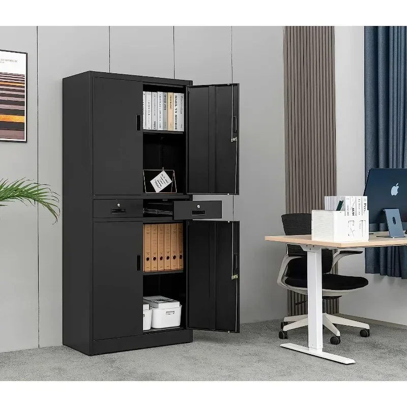 

l Metal Storage Cabinet with Adjustable Shelves and Drawers, Locking Steel Storage Cabinet for Office, Garage, Home, School