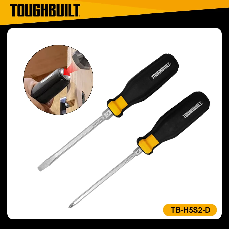 

TOUGHBUILT TB-H5S2-D Demolition Screwdriver Set 2PCS of PH 2x6" SL 5/16" x 6" Screwdriver Bits Steel Striking Gap Hand Tools