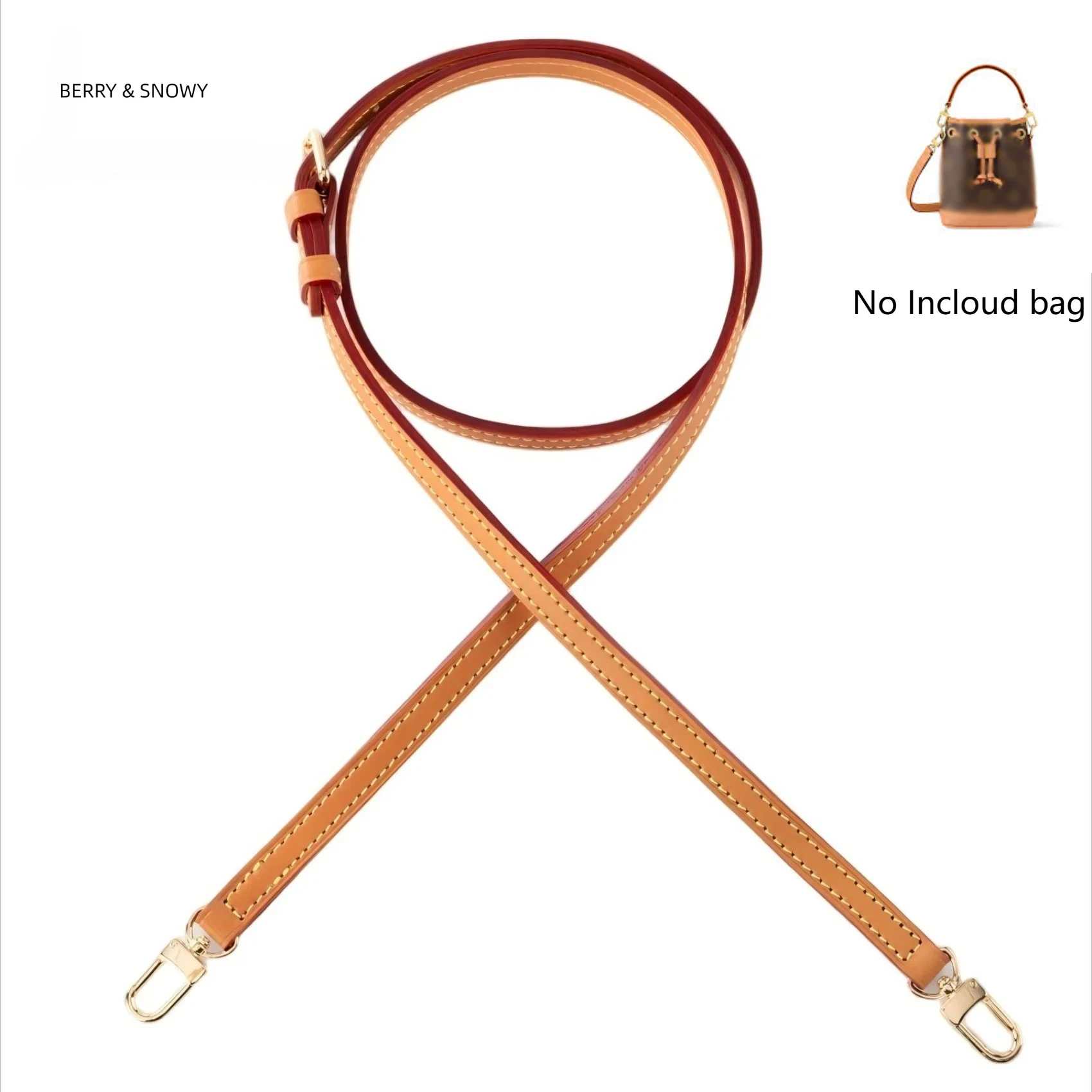 Berry & Snowy-bandolera de cuero Vachetta auténtico, amuleto de hombro ajustable para bolso NeöNoé MM, accesorio de diseñador para mujer