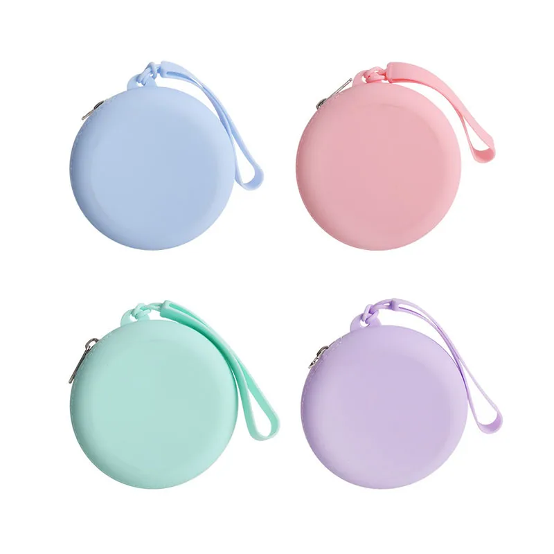 Coin Earphone Case with Lanyard Silicone Pouch Multipurpose Waterproof for Headphones Keys and Outdoor Essentials Round Hot Sale