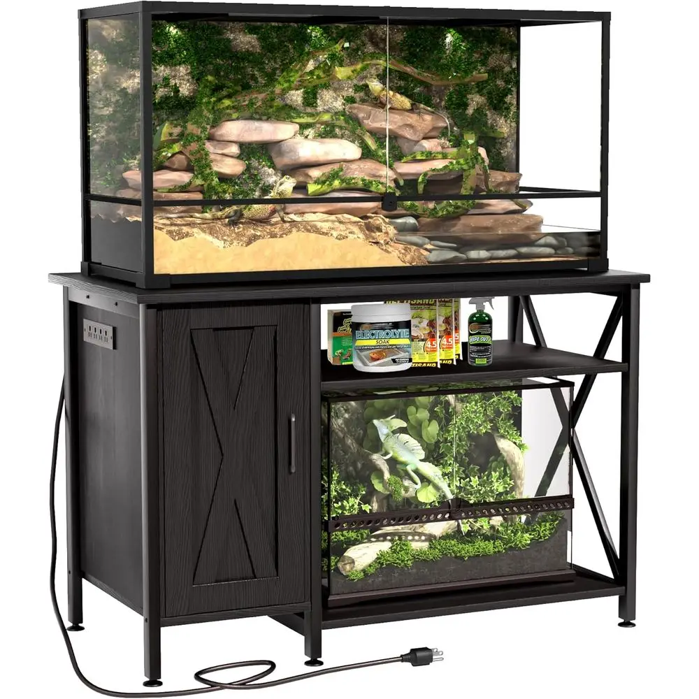 

48 x 24 Reptile Terrarium Stand with Storage and Power Outlet for 120 Gallon Turtle Tank