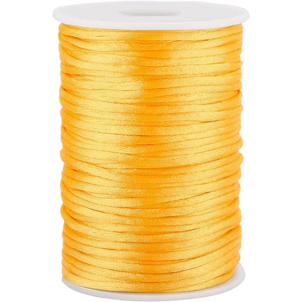 3mm Golden Rattail Cord, 54 Yards Nylon String Bracelet Craft Cord Satin Silky String Beading String Trim for Friendship