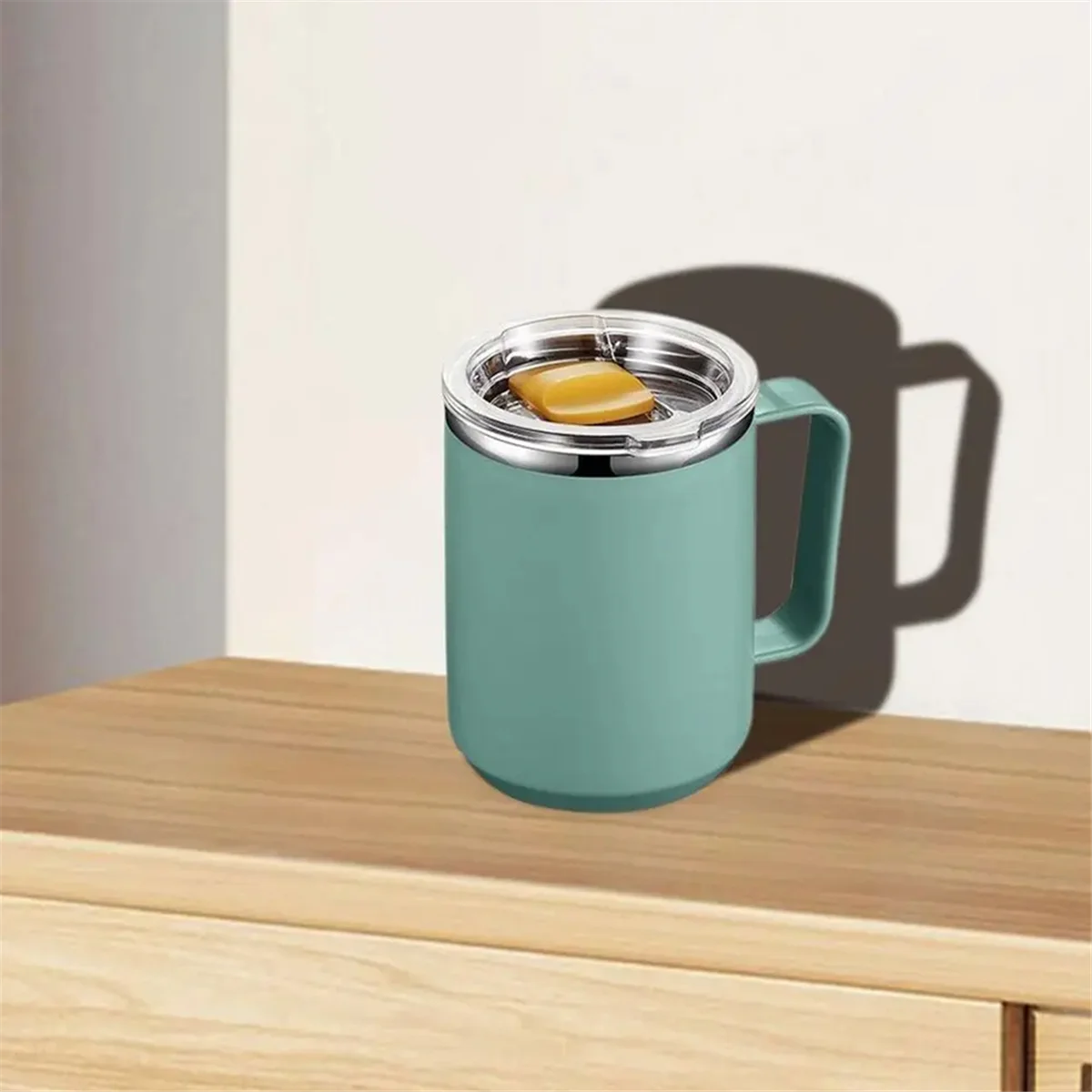 Y31A 손잡이가있는 스테인레스 스틸 머그잔 450ml 이중 벽 스테인레스 스틸 머그잔 현대 절연 컵 금속 캠핑 컵 재사용 가능