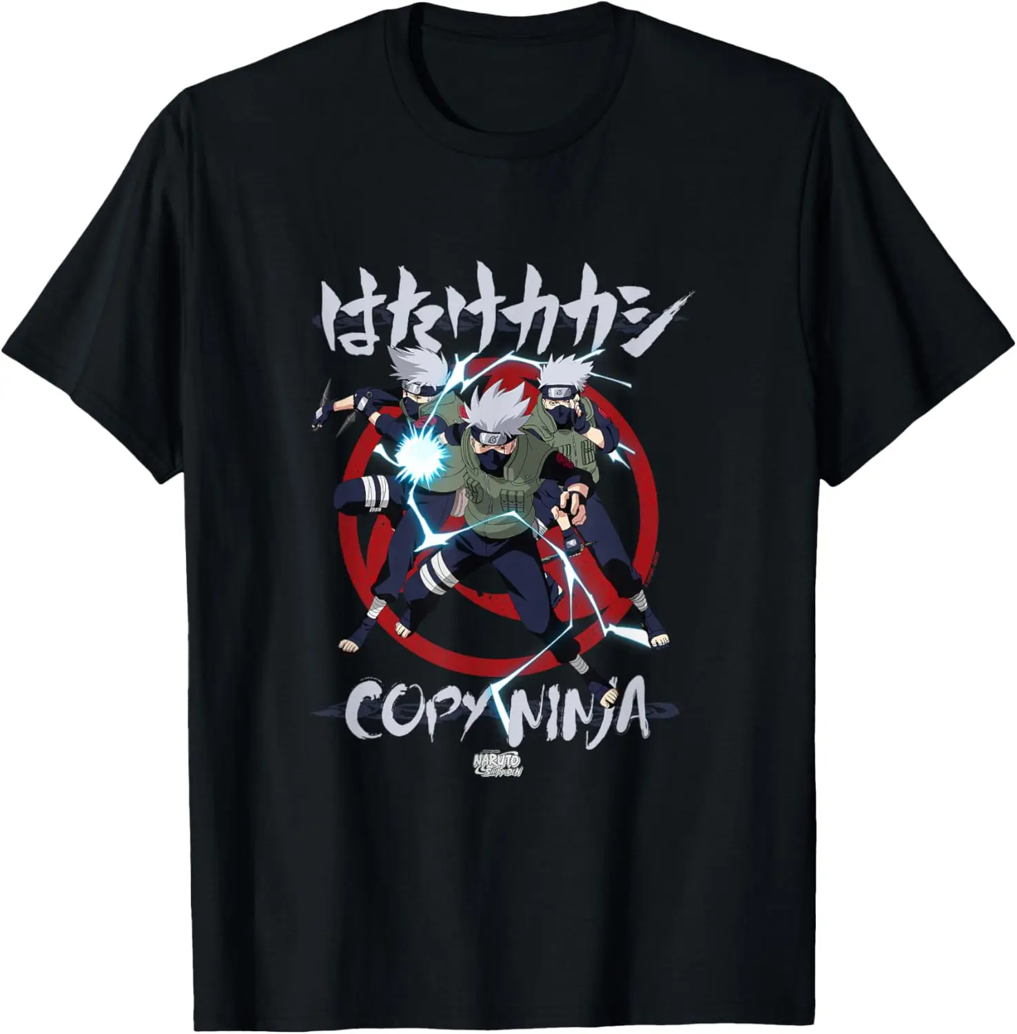 Naruto Shippuden Kakashi Copy Ninja Lightning Anime T-Shirt S-6XL